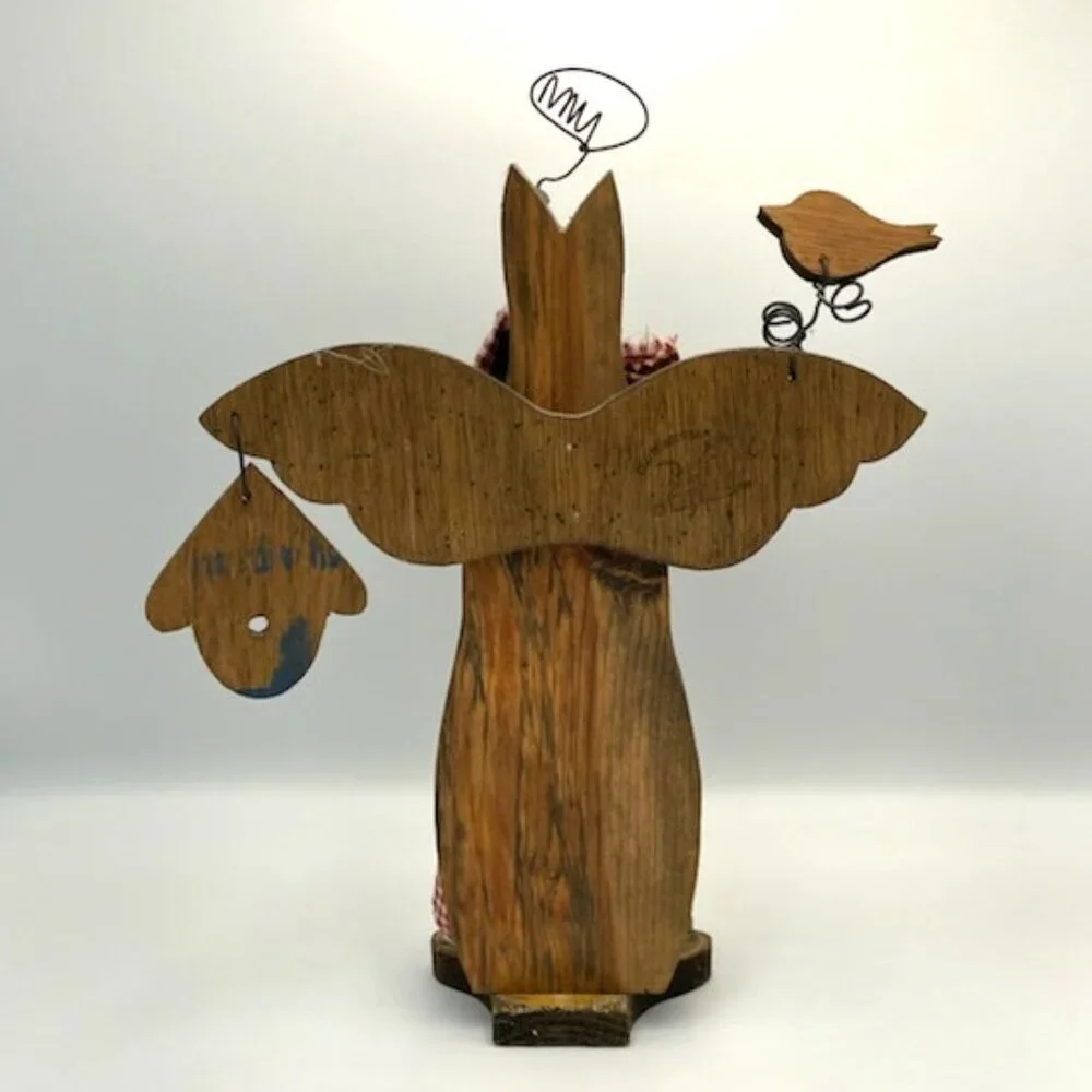 Vtg‎ Old Homestead Inc Wood Cats Are Angels Figure Hand Painted Farmhouse